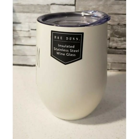 Rae Dunn Mom Life MOMLIFE Insulated Stainless Steel Wine Glass Lidded - Picture 2 of 5